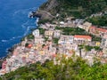 Aerial view of Riomaggiore, Cinque Terre, La Spezia Province, Italy. Royalty Free Stock Photo