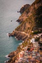 Aerial view of Riomaggiore and Via dell`amore