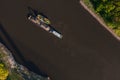 Aerial view of a river barge