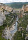Aerial view of the Foz de Lumbier, Irati river canyon in Navarra, Spain Royalty Free Stock Photo