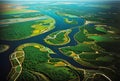 Aerial view of river delta and Tributaries Royalty Free Stock Photo