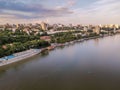 The panoramic aerial view of the river Don and the city of Rostov-on-Don in southern Russia Royalty Free Stock Photo