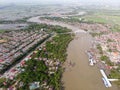 Aerial view of the river in the fisherman village