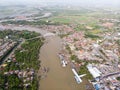 Aerial view of the river in the fisherman village