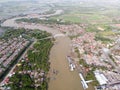 Aerial view of the river in the fisherman village