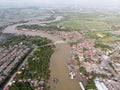 Aerial view of the river in the fisherman village