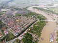 Aerial view of the river in the fisherman village