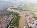 Aerial view of the river in the fisherman village