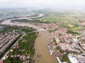 Aerial view of the river in the fisherman village