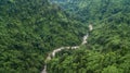 Aerial view river flowing in the forest, river in tropical rainforest. Royalty Free Stock Photo