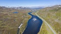 Aerial view of the river Goahtemuorjohka Royalty Free Stock Photo