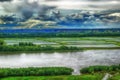 Aerial view of the River Irtysh Russia Siberia