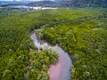 Aerial view of river in mangrove forest in Pranburi, Thailand Royalty Free Stock Photo