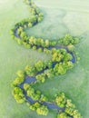 Aerial view of river meander in the lush green vegetation of the delta. Beautiful landscape - wild river in USA. National nature Royalty Free Stock Photo