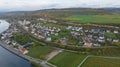 Aerial view of River Mosel surrounded by Wellen on a rainy day in Germany Royalty Free Stock Photo