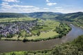 Aerial view river Moselle near Punderich, Germany