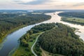 Aerial view of river Neris and forest Royalty Free Stock Photo