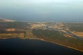 Aerial view - river and ocean