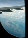 Aerial view of river over Myanmar