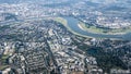 Aerial view River Rhine, Dusseldorf