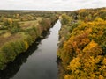 Aerial view of river Snov in autumn near village of Sednev, Ukraine