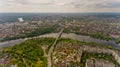 Aerial view of the river Southern Bug in the city of Vinnytsia.