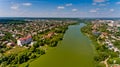 Aerial view of the river Southern Bug in the city of Vinnytsia.