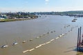 Aerial view of River Thames in eastern London Royalty Free Stock Photo