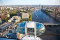 Aerial view of the River Thames in London eye