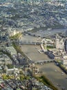 Aerial view of river Thames and London Eye in the central London Royalty Free Stock Photo