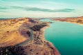 View of Riverina Highway along Lake Hume and Murray River at sunset. Royalty Free Stock Photo