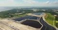 Aerial view of Riverview phosphogypsum stack, large open air phosphogypsum waste storage near Tampa, Florida. Byproduct