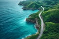 Aerial view of road along the ocean, beautiful view Royalty Free Stock Photo