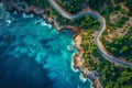 Aerial view of road along the ocean, beautiful view Royalty Free Stock Photo