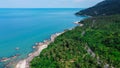 Aerial view of road and beach between Khanom and Sichon