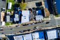 Aerial view of road with cars in a small American town Royalty Free Stock Photo