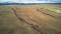 aerial view of a road in icelands highlands