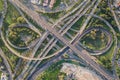 Aerial view of road interchange or highway intersection