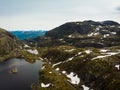 Aerial view. Road and lakes in mountains Norway Royalty Free Stock Photo