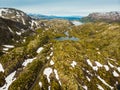 Aerial view. Road and lakes in mountains Norway Royalty Free Stock Photo