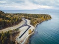 Aerial view road shore Royalty Free Stock Photo