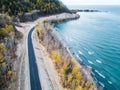 Aerial view road shore Royalty Free Stock Photo