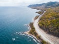 Aerial view road shore Royalty Free Stock Photo