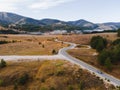 Aerial  view of road and  ski center Tornik, Zlatibor mountain, Serbia Royalty Free Stock Photo