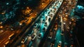 Aerial view of Road Traffic jam on multiple lane highway Royalty Free Stock Photo