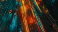 Aerial view of Road Traffic jam on multiple lane highway Royalty Free Stock Photo