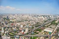 Aerial view of roadways and city, Bangkok, Thailand