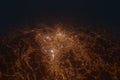 Aerial view on Roanoke (USA) from west. Top view on modern city at night from satellite