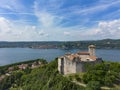Aerial view of the Rocca the Angera fortress Royalty Free Stock Photo