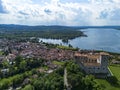 Aerial view of the Rocca the Angera fortress Royalty Free Stock Photo